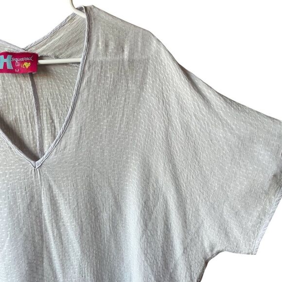 H Squared Top M Light Purple Lightweight V-Neck Batwing Short Sleeves Blouse - Picture 4 of 7